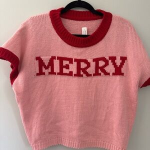 Charming Pink and Red 'MERRY' Sweater, new with tags from Towne and Reese